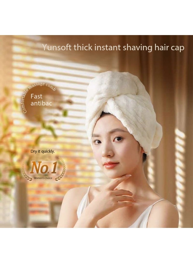 Thick Microfiber Quick Dry Hair Towel Cap, Super Water Absorbent Anti-Frizz Hair Turban Wrap with Elastic Strap, Soft Skin Friendly Hair Drying Hat Essential for Long Curly Hair Women Girls Bath Shower Accessory-Pink - Image 2